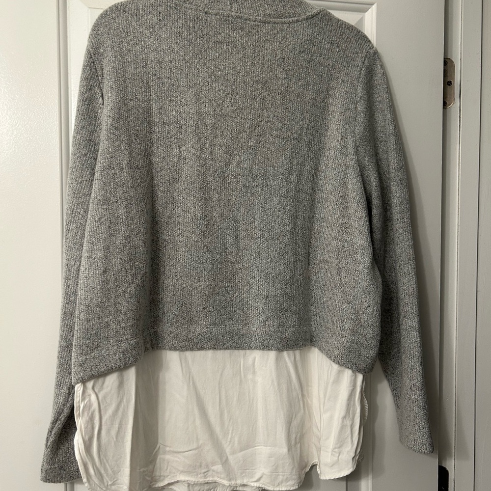 LOFT Grey Turtleneck Sweater with Shirt Bottom - Picture 6 of 6